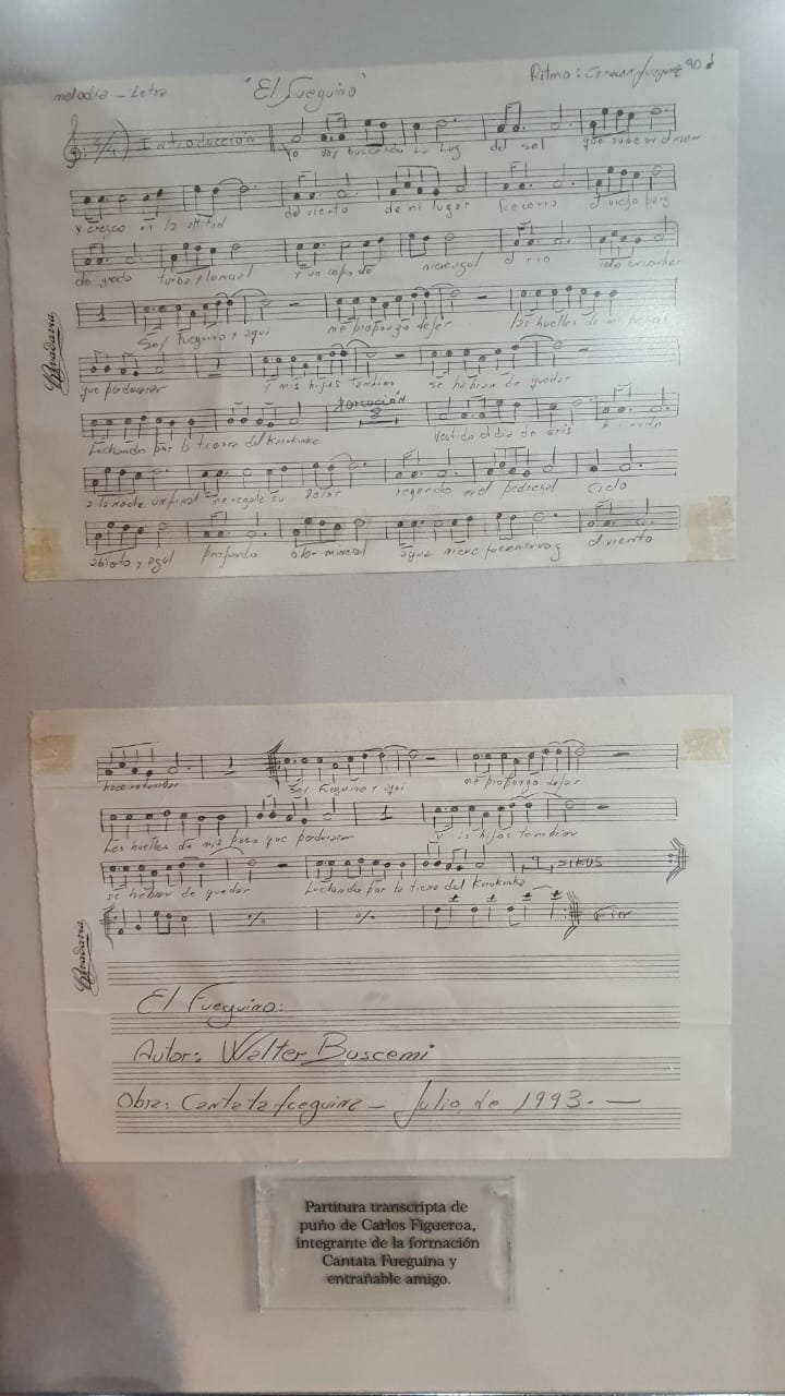 Partitura transcripta de puño de Carlos Figueroa, integrante de la formación de Cantata Fueguina y entrañable amigo.