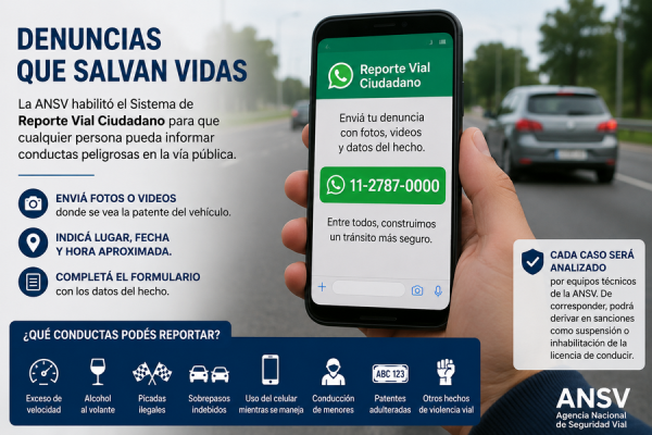 La ANSV busca reforzar los controles con denuncias ciudadanas