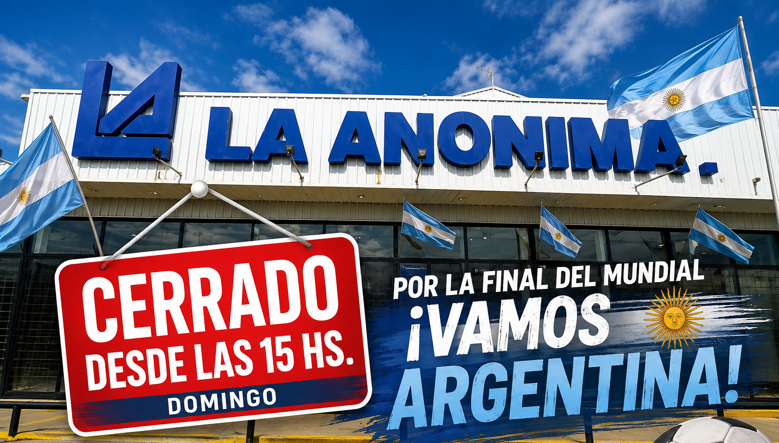 Los principales supermercados de Río Grande cerrarán antes por la final del Mundial
